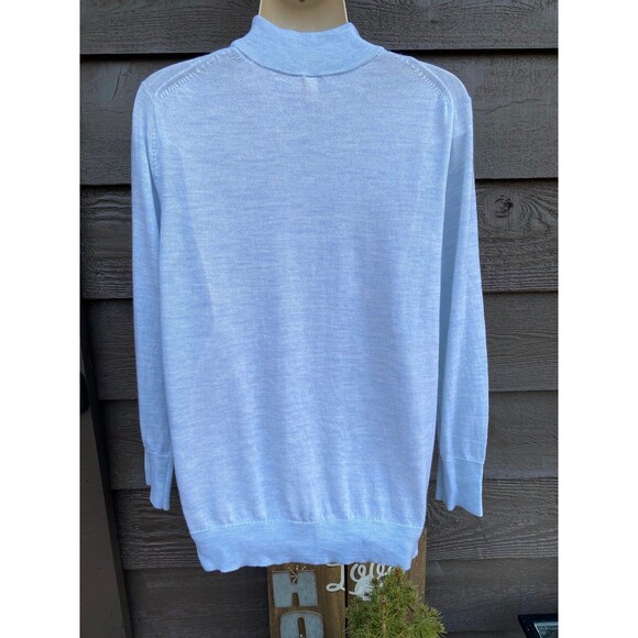 Moth Anthropologie Wool Mock Neck Sweater Pastel Blue Size Large NWT - Picture 10 of 11